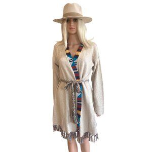 New $298 Faherty Crow Stripes Tassel Organic Cotton Duster Cardigan XS/S